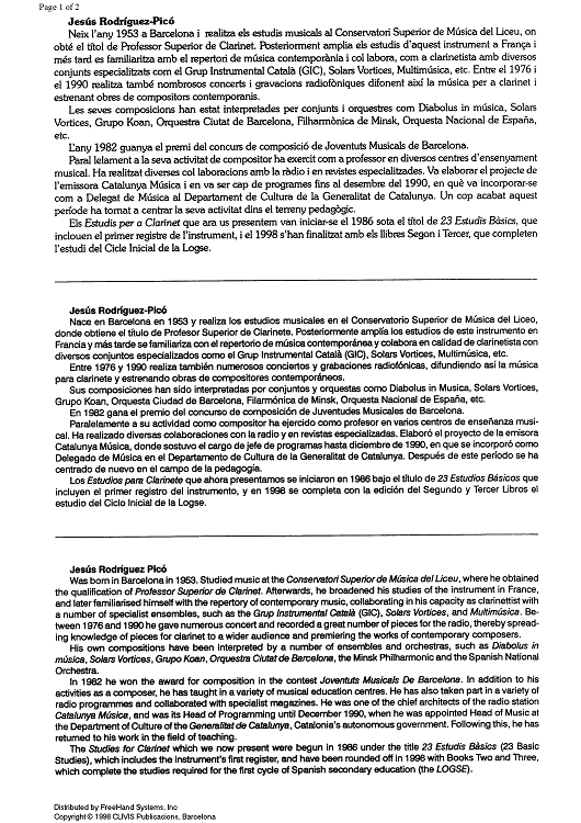 Studies for clarinet, Vol. 3 (Elementary level) - Preface