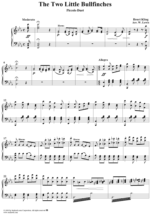 The Two Little Bullfinches - Piano Accompaniment