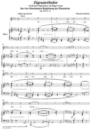 Rote Abendwolken ziehn Schwalbe - From "Zigeunerlieder" Op. 103, No. 11