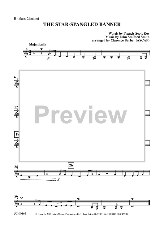 The Star-Spangled Banner - Bb Bass Clarinet