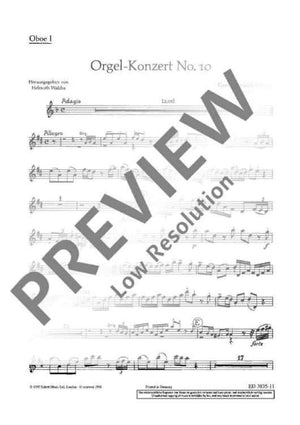 Organ Concerto No. 10 D Minor - Oboe I