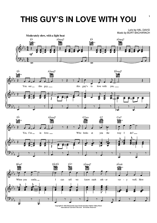 This Guy's In Love With You" Sheet Music by Burt Bacharach; Herb Alpert