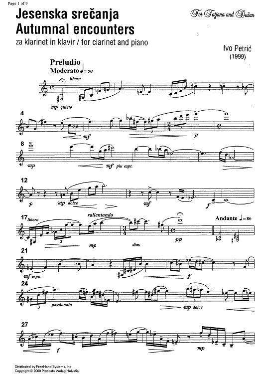 Autumnal encounters - Clarinet in B-flat