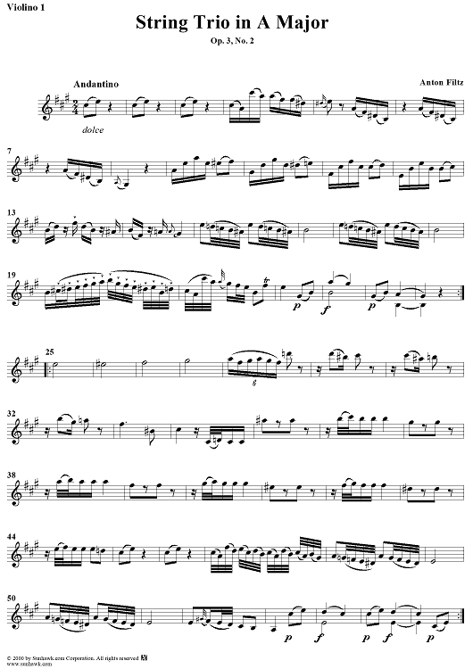 String Trio in A Major, Op. 3, No. 2 - Violin 1