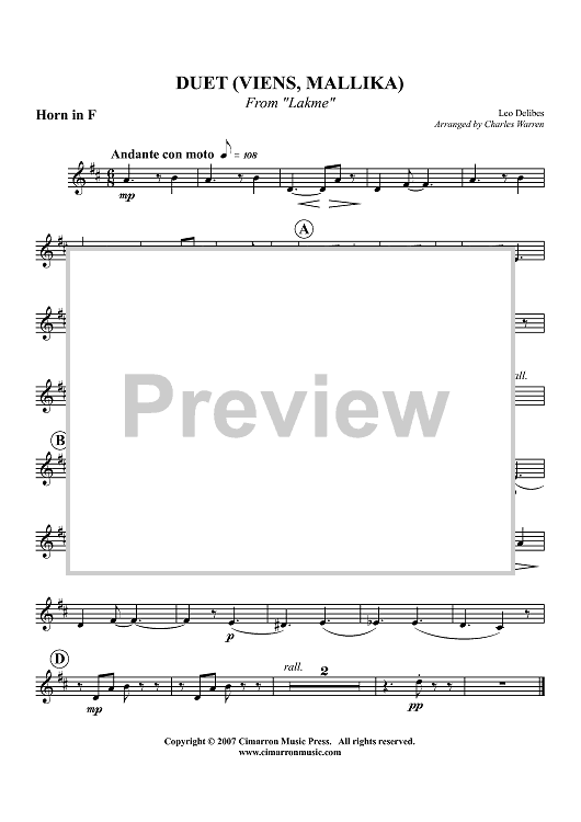 Duet from Lakme - Horn in F