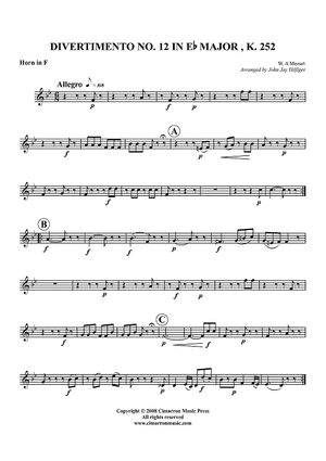 Divertimento No. 12 in Eb Major, K. 252 - Horn in F