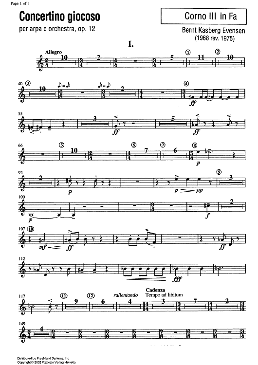 Concertino giocoso Op. 12 - Horn in F 3