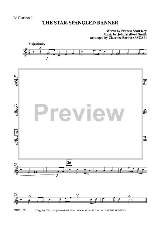 The Star-Spangled Banner - Clarinet 1 in Bb