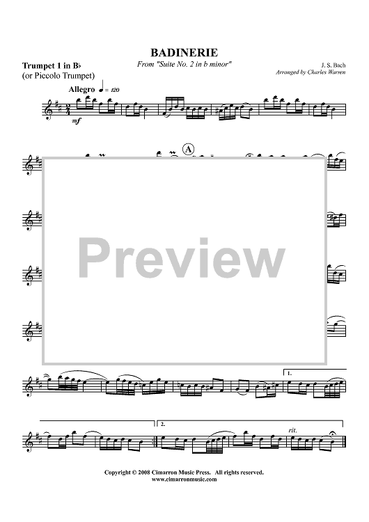 Badinerie from "Suite #2 in B minor" - Trumpet 1 in Bb