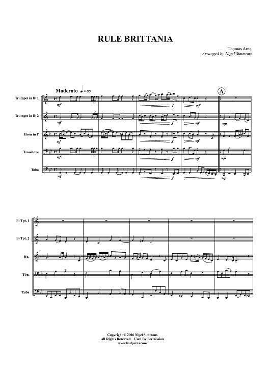 Rule Brittania - Score