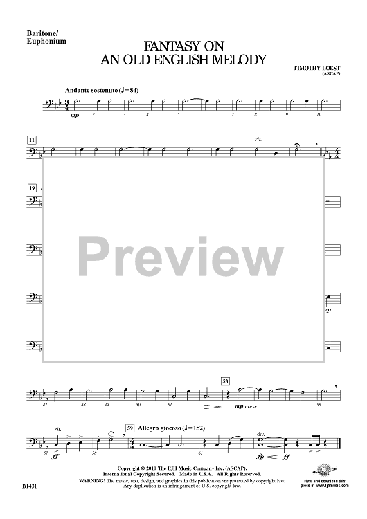 Fantasy On An Old English Melody - Baritone/Euphonium