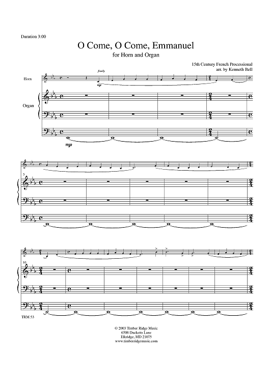 O Come, O Come, Emmanuel - Organ Score