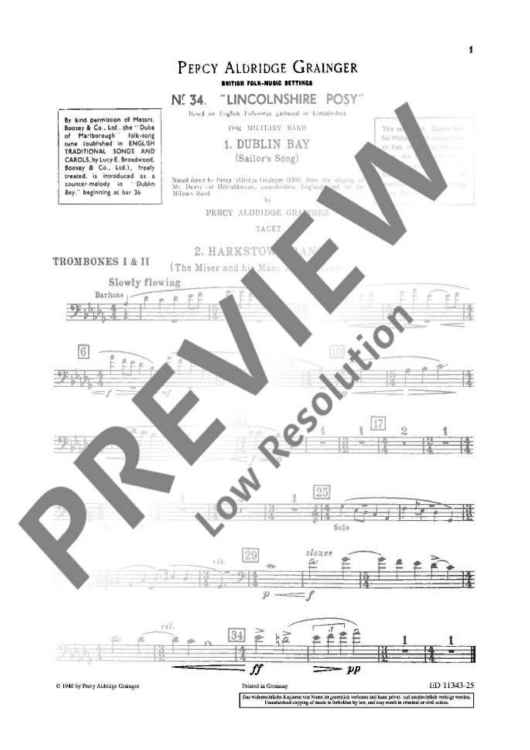 Lincolnshire Posy - Trombone I And Ii