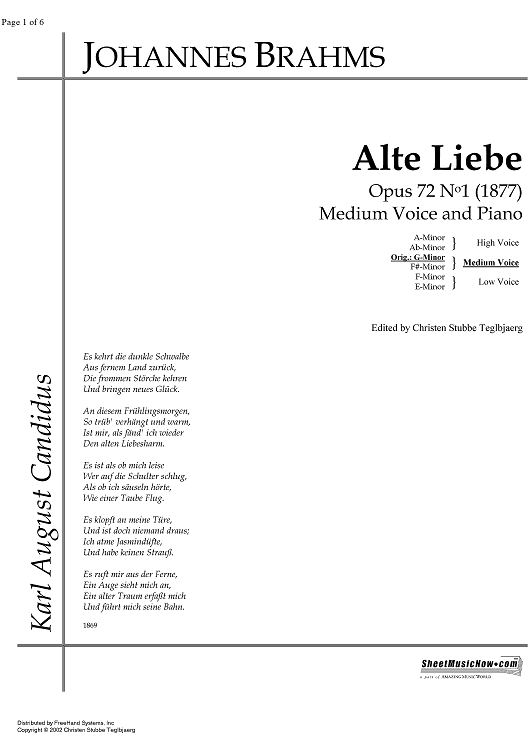 Alte Liebe Op.72 No. 1