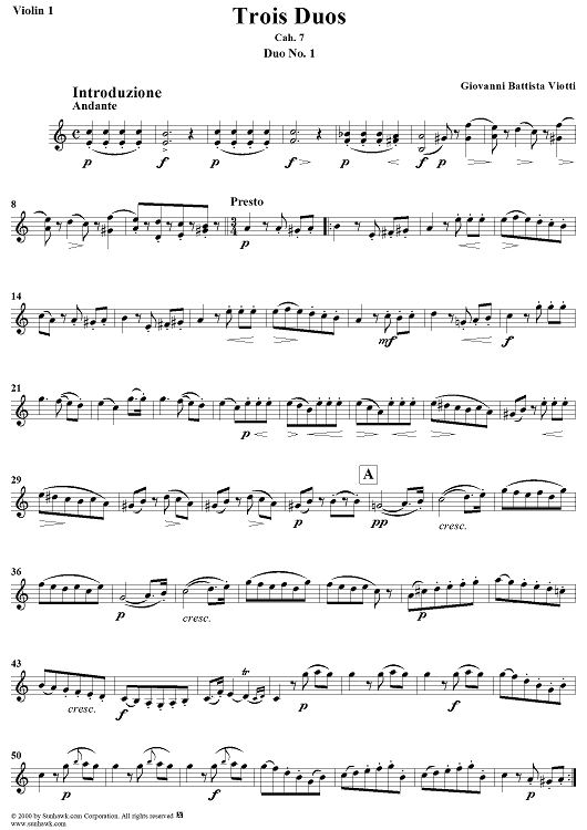 Trois Duos, Cah. 7 - Violin 1