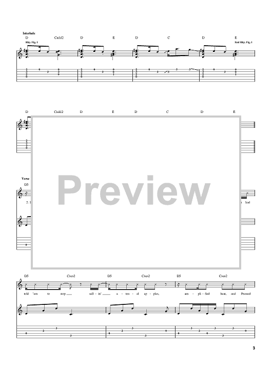 Pressed Rat And Warthog" Sheet Music by Cream for Guitar Tab - Sheet