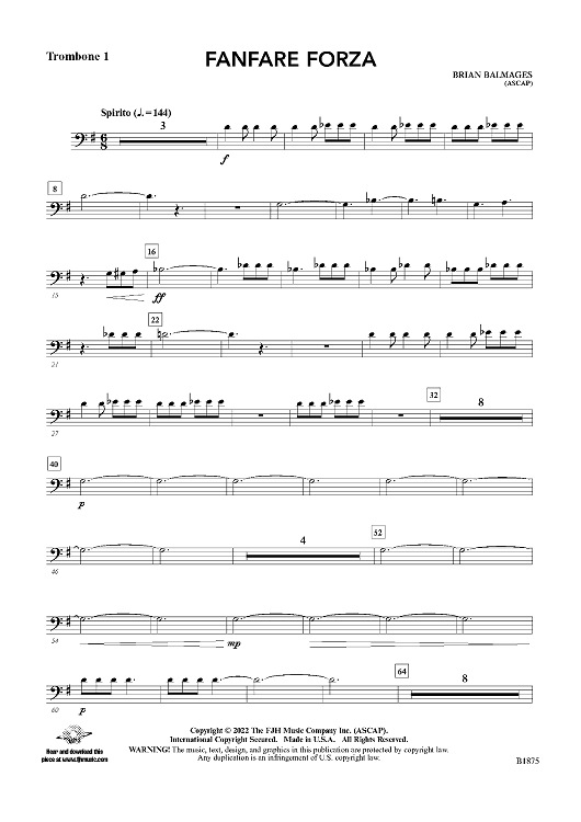 Fanfare Forza Trombone 1 Sheet Music for Concert Band