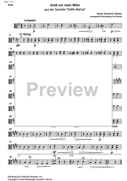 Grüss mir mein Wien from Gräfin Mariza - Viola