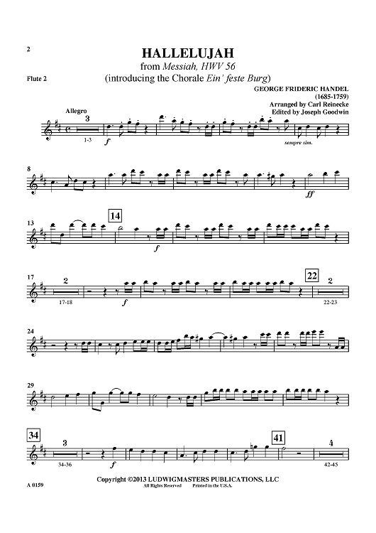 Hallelujah - from "Messiah", HWV 56 (introducing the Chorale "Ein' feste Burg") - Flute 2