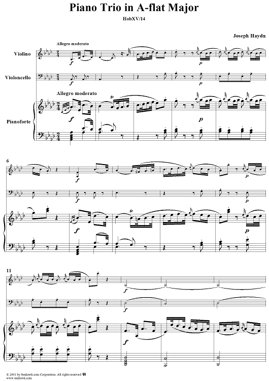 Piano Trio in A-flat Major, HobXV/14 - Piano Score