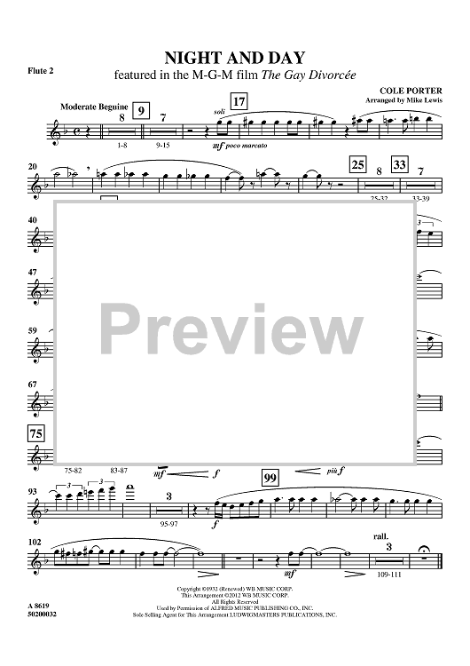 Night and Day - Featured in the M-G-M film The Gay Divorcée - Flute 2