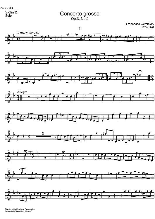 Concerto Grosso Op. 3 No. 2 - Solo Violin 2