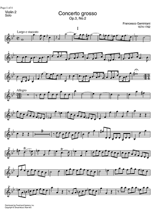 Concerto Grosso Op. 3 No. 2 - Solo Violin 2