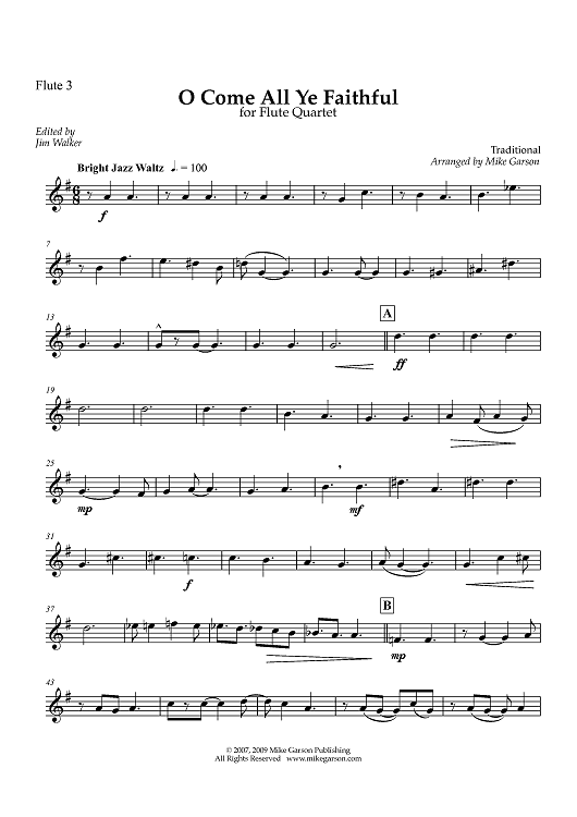 O Come All Ye Faithful - Flute 3