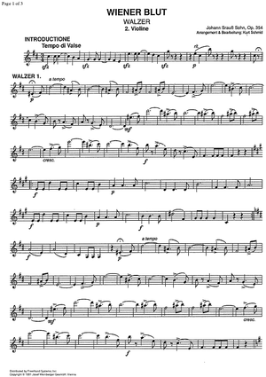 Wiener Blut, Walzer Op.354 - Violin 2