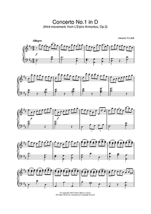 Concerto No.1 (3rd Movement: Allegro) from 'L'Estro Armonico' Op.3