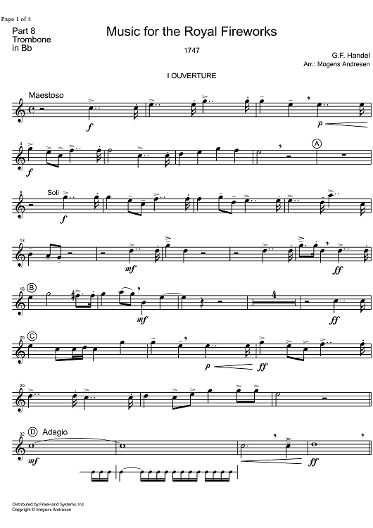Music for the Royal Fireworks HWV 351 - Trombone