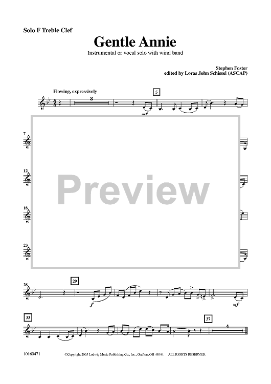 Gentle Annie - Solo F Treble Clef