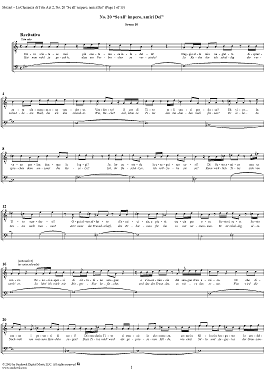 "Se all' impero, amici Dei!", No. 20 from "La Clemenza di Tito", Act 2 (K621) - Full Score