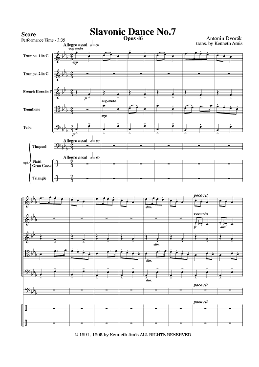 Slavonic Dance No.7, Op.46 - Score