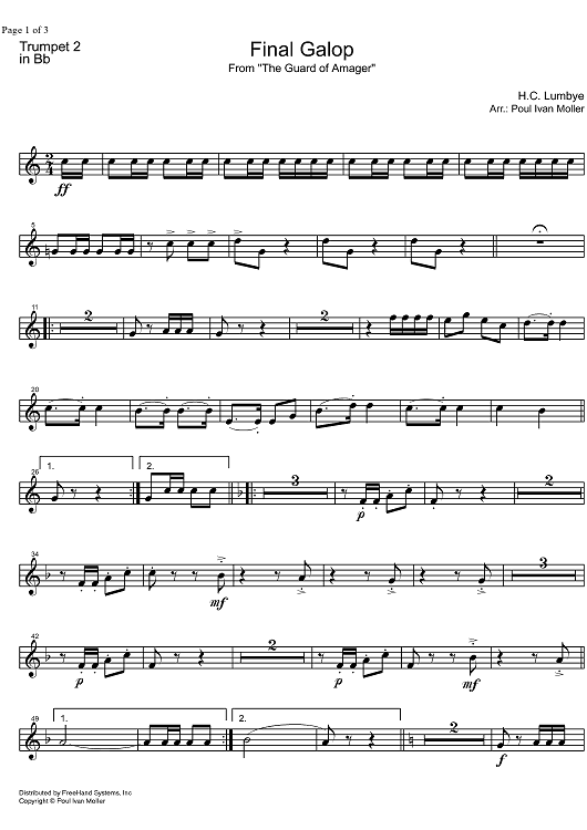 Final Galop from the Guard of Amager - B-flat Trumpet 2