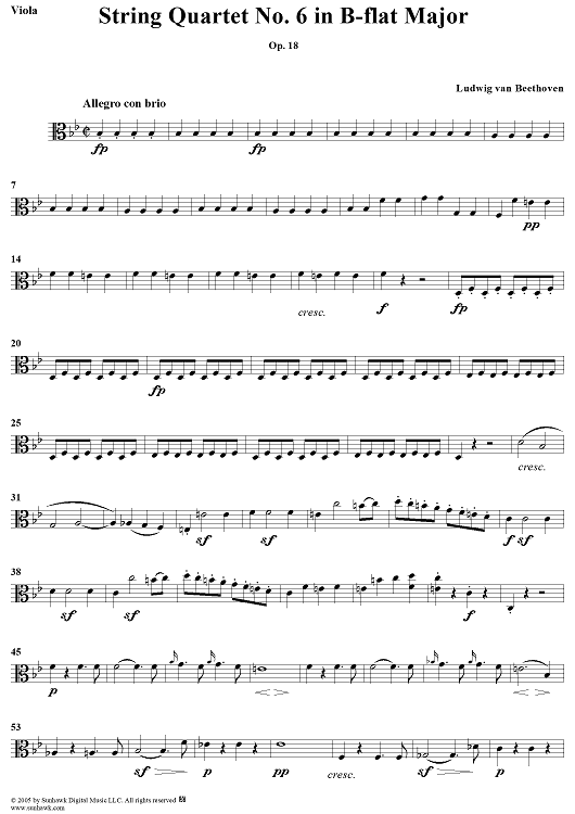String Quartet No. 6 in B-flat Major, Op. 18, No. 6 - Viola