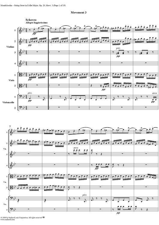 String Octet, Op. 20, Movement 3 - Score