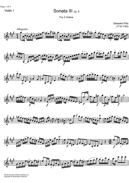 Sonata Op. 5 No. 3 - Violin 1