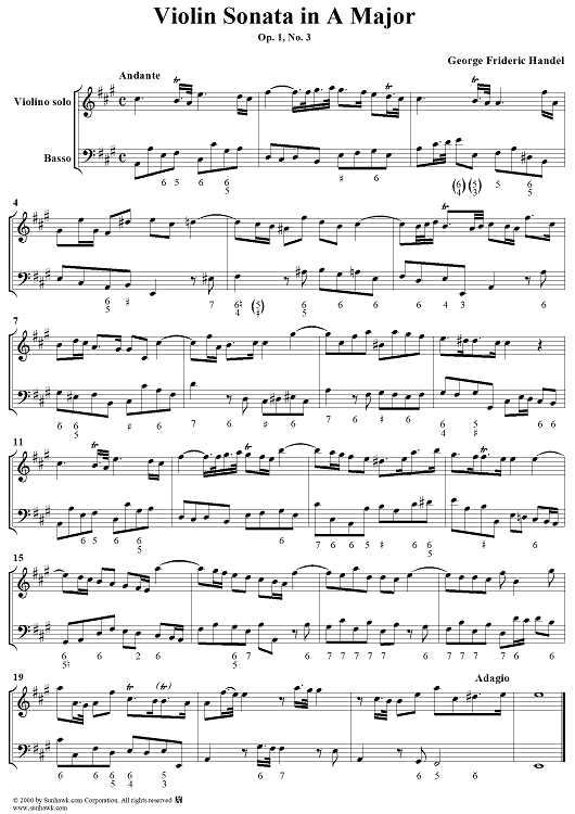 Violin Sonata in A major, Op. 1, No. 3