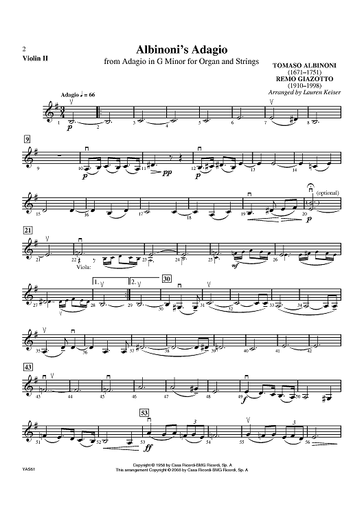 Albinoni's Adagio - Violin 2