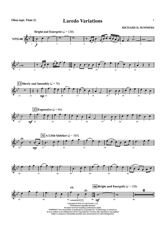 Laredo Variations - Oboe (Opt. Flute 2)