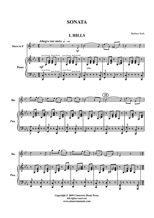 Sonata for Horn - Piano Score