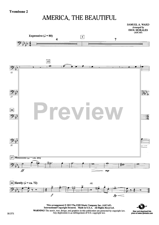 America, the Beautiful - Trombone 2