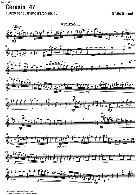 Ceresio '47 Op.18 - Violin 1
