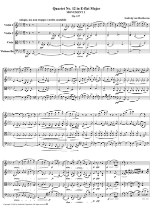 String Quartet No. 12, Movement 2 - Score