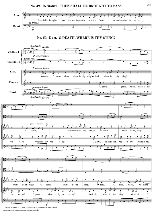 Messiah, nos. 49: Then shall be brought to pass; and 50: O death, where is thy sting? - Full Score