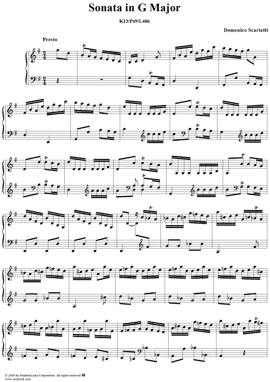 Sonata in G Major, K. 13