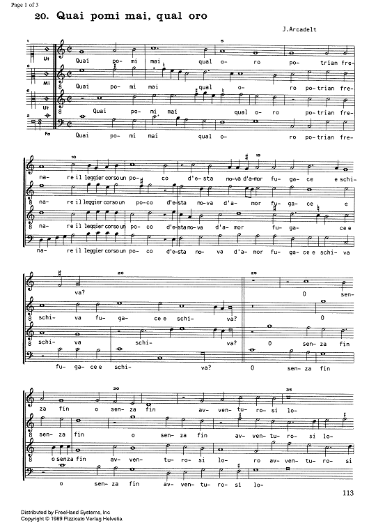 Quai pomi mai, qual oro from 20 Madrigali - Score