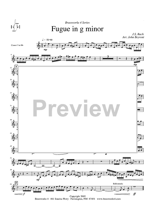 Fugue in g minor - Cornet 3 in Bb