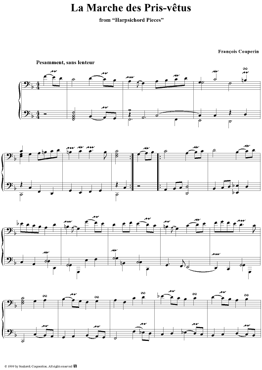 Harpsichord Pieces, Book 1, Suite 4, No.1:  La Marche des